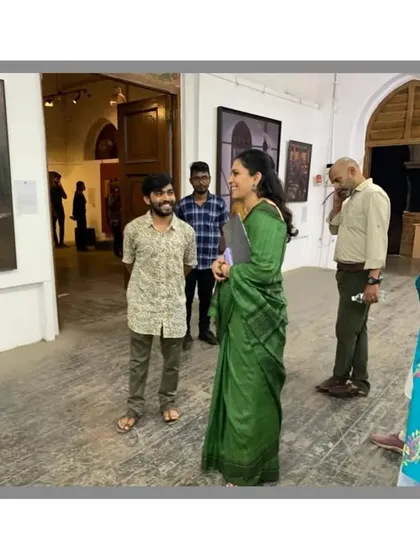 Chatting with visitors at the 165th Annual Exhibition.