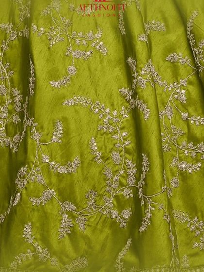 Why blend in when you were born to stand out? This neon green lehenga with intricate embroidery is a whole mood, perfect for a sangeet or mehendi function.