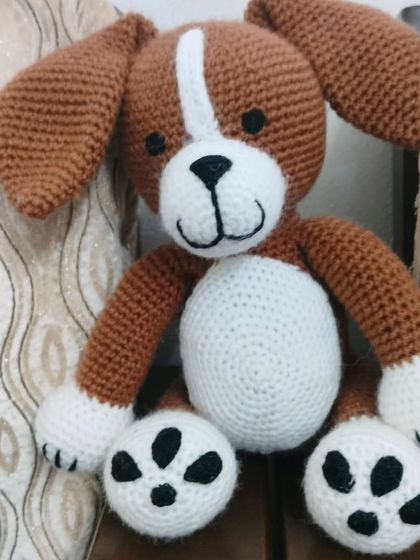 This happy brown and white dog is one of my most popular animal designs.
