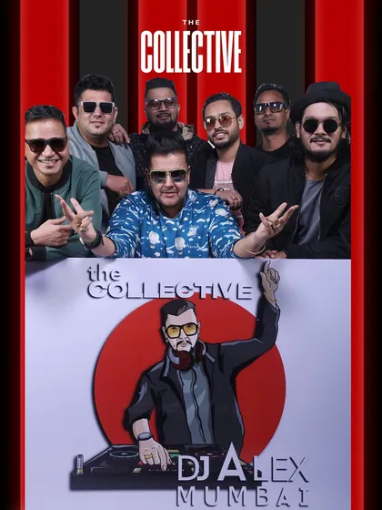 I don't work alone. This is The Collective, my handpicked crew of incredible musicians and artists. This is a professional shot of the team that helps me create a multi-layered live experience, from percussionists to violinists and VJs.