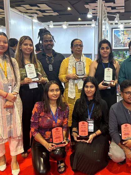 A group photo with fellow award-winning artists at 'The Haat of Art'. Being part of such a talented and diverse community of creators is incredibly inspiring.