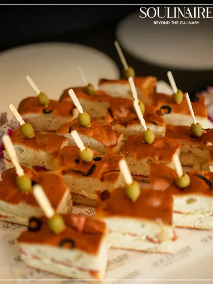 Bite-sized focaccia sandwiches, perfect for a corporate high-tea or networking event. We offer a wide range of savoury snacks and pass-around items.