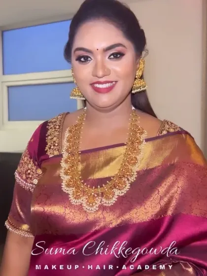 Getting the lovely Divya ready for the Rameshwaram Cafe inauguration. This is a perfect example of a sophisticated party makeup look, with glowing skin and defined eyes, suitable for any special event.