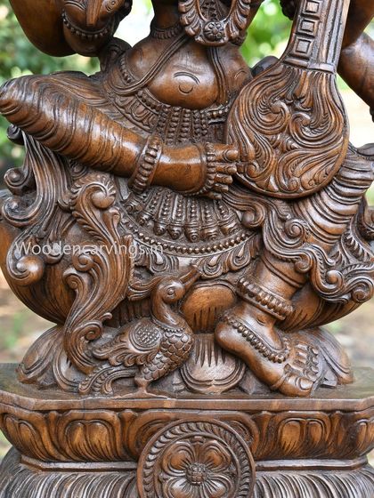 A detail of the base of the Abhinaya Saraswathi, showing her feet and the small swan (Hamsa) vahana.