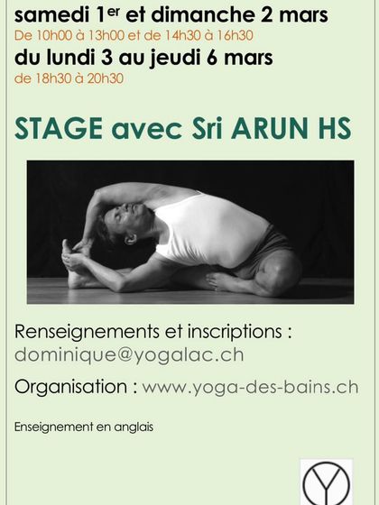 The poster for my workshop in Geneva, Switzerland, hosted by Yoga-des-Bains.