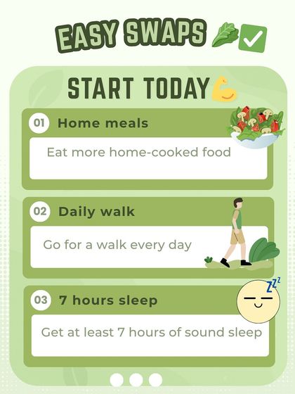 Are you a target of an unhealthy lifestyle? This series helps you identify the signs, such as stress eating and irregular sleep, and provides easy swaps like eating home-cooked meals and taking a daily walk to get back on track.