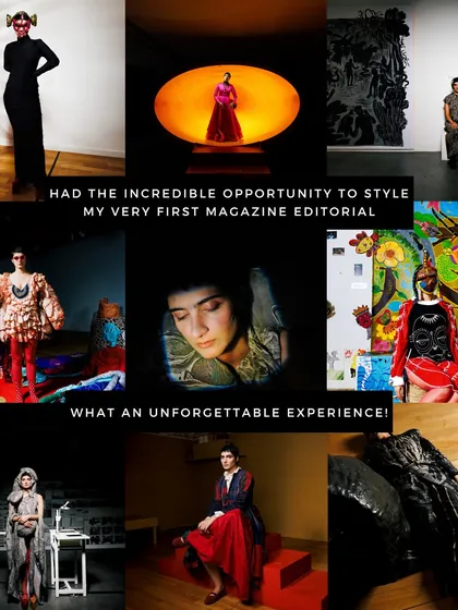 My first magazine editorial was an incredible experience in pushing creative boundaries. This collage captures the avant-garde concepts, androgynous looks, and dramatic styling that I love to bring to high-fashion shoots.