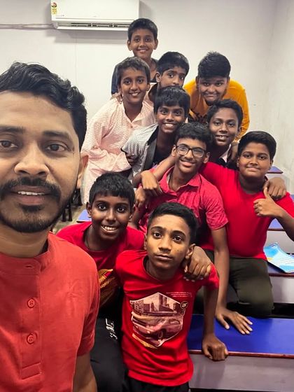 A group of our junior students celebrating Red day with great enthusiasm.