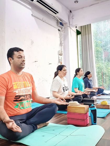 A moment of shared meditation and pranayama during one of our group classes.