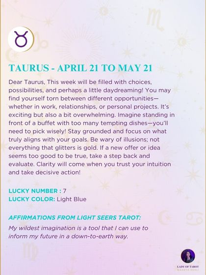 A weekly tarot prediction for Taurus. This week will be filled with choices and possibilities. You may feel torn between different opportunities, so stay grounded and focus on what truly aligns with your goals.