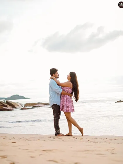 A classic romantic pose on the sand, with the waves in the background. My guidance helps couples feel comfortable and look natural in these timeless shots.