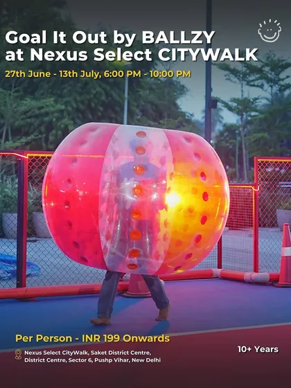 Goal It Out by BALLZY! This unique activity lets you play soccer while inside a giant inflatable bubble. It's hilarious fun for older kids (10+) and adults.