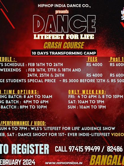 The detailed schedule and fee structure for our Litefeet crash course. We offer flexible options for everyone.