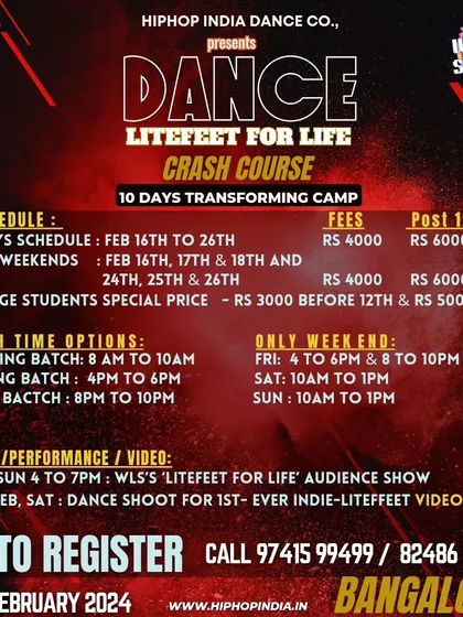 The detailed schedule and fee structure for our Litefeet crash course. We offer flexible options for everyone.