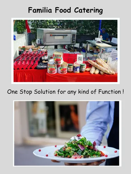 This image highlights my service as a one-stop solution for any function, showing both my live oven setup and a beautifully plated salad. I handle all aspects of the food for your event.