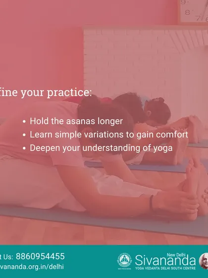 We help you refine your practice by teaching you to hold postures longer and learn simple variations. This deepens your understanding of yoga and its subtle effects.
