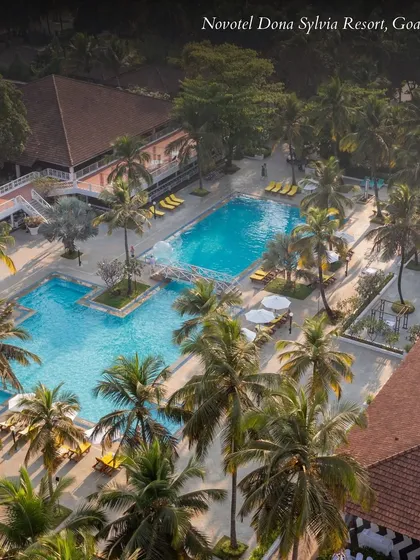 The Novotel Dona Sylvia Resort in Goa, a lush, tropical paradise perfect for a fun and relaxed destination wedding.