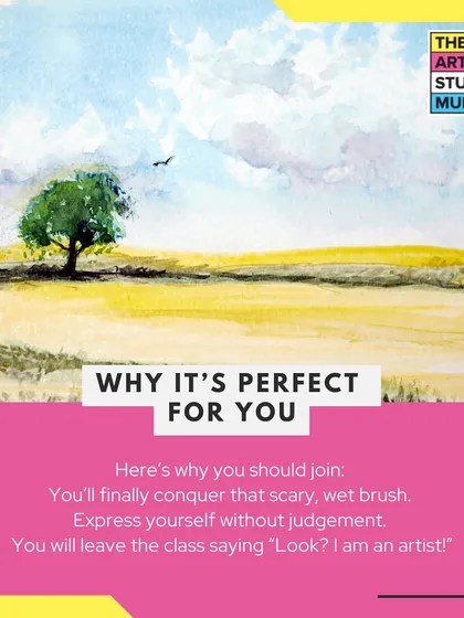 This watercolor course is perfect for you because you will finally conquer that scary wet brush. You will learn to express yourself without judgment and leave the class saying, "Look, I am an artist!"
