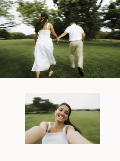 A whirlwind of happiness. These motion-blur shots of Fiona and Austin running and spinning in a field capture the exhilarating, joyful energy of their new engagement.