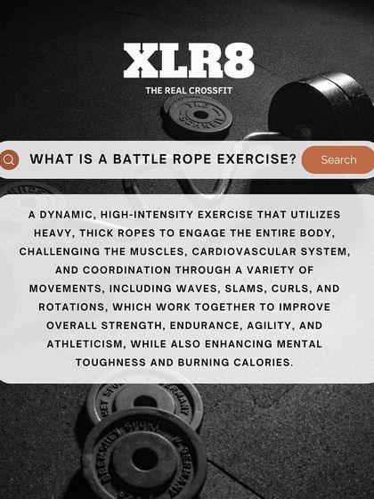 An informational graphic explaining what a battle rope exercise is and its benefits for the entire body.