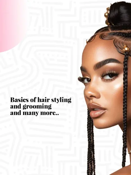 Our new Fashion Styling & Makeup Course covers everything from the basics of hair styling and grooming to advanced creative looks. This image, featuring intricate braids, gives a glimpse into the artistic skills our students develop.