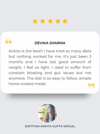 Devika had tried many diets without success before finding my program. In just 3 months, she lost a good amount of weight, resolved her constant bloating and gut issues, and felt light and energetic with simple, home-cooked meals.