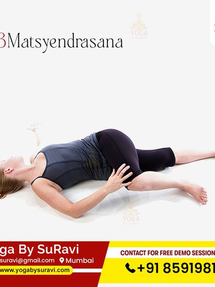 Matsyendrasana (Spinal Twist) is a gentle twist that aids in relaxation and improves mobility, making it suitable for breast cancer recovery programs.