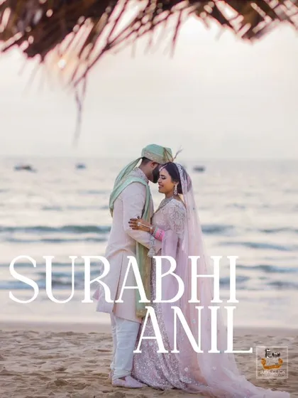 A romantic portrait on the beach in Goa at sunset. The soft light and ocean breeze make for truly unforgettable destination wedding photos.