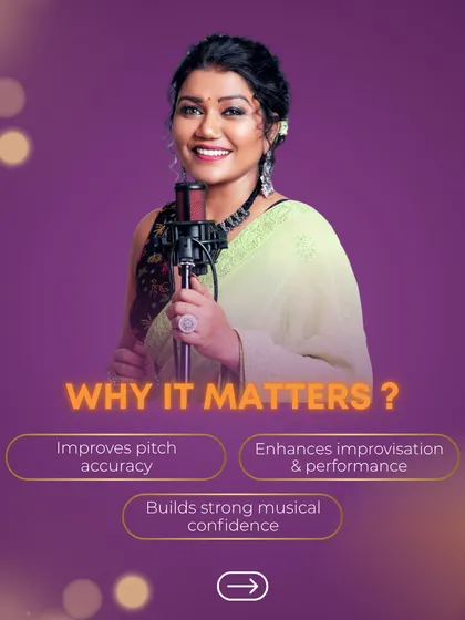 Why does ear training matter? This image explains that it improves your pitch accuracy, enhances your ability to improvise, and builds strong musical confidence.
