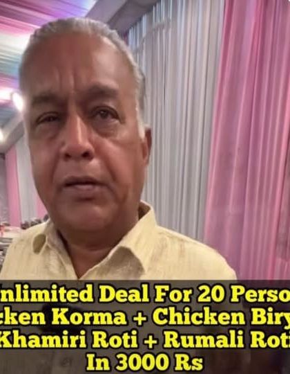 Our unlimited deal for 20 people is famous across Delhi NCR. You get Chicken Korma, Chicken Biryani, and both Khamiri and Rumali Rotis for just ₹3000.