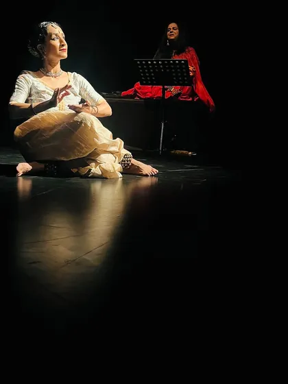 A moment of quiet contemplation during 'Mandala'. We used the poetry of saints like Kabir, who wrote, "Where are you searching for me? I am within you!", as the core of this production.