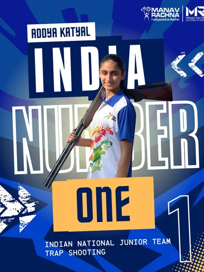 We forge champions across all disciplines. We celebrate Addya Katyal, a product of our trap shooting program, who has achieved the rank of India's No. 1 in the Indian National Junior Team. Her success is a testament to our dedicated coaching.