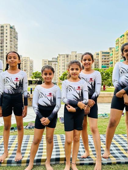 My team of young gymnasts ready for their class at our RPS Savana Society branch in Sector-88, Faridabad. We conduct both indoor and outdoor sessions here.