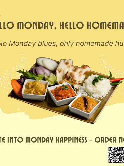 Hello Monday, Hello Homemade. No Monday blues, only homemade hues. Bite into Monday happiness with this colorful thali.