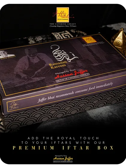 Add a royal touch to your celebrations with our Premium Iftar Box. Elegantly packaged, it contains a curated selection of gourmet appetizers, main courses, and desserts for a complete and luxurious meal.