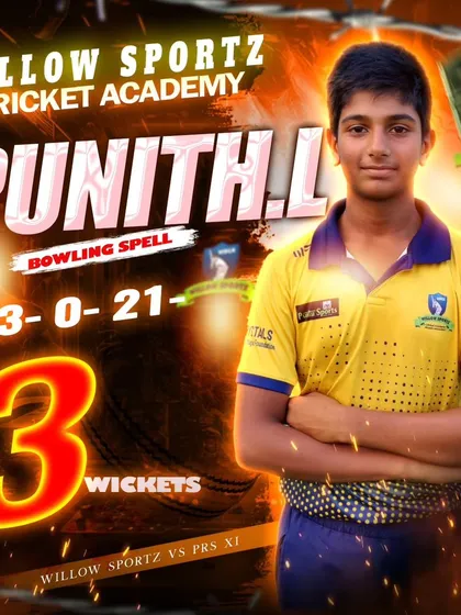 A fantastic bowling spell from Punith.L, taking 3 wickets. Our bowlers are trained to be genuine wicket-takers.