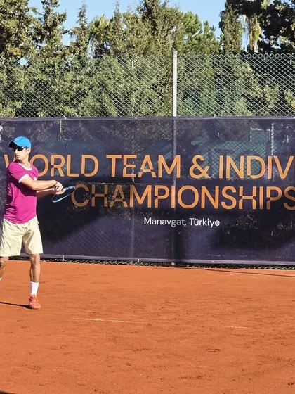 In action during a match at the World Team & Individual Championships in Turkey. Every point is a learning experience.