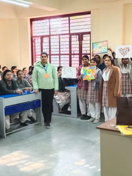Students at our school health camp proudly display their artwork related to nutrition and healthy living. It is rewarding to see young minds creatively engage with the concepts of wellness.