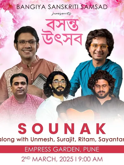 A poster for the 'Basanto Utsav' concert in Pune with Sounak Da and a wonderful team of musicians.