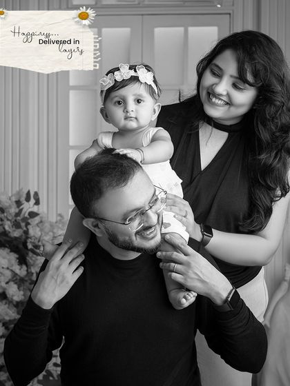 The same family portrait in black and white, which gives it a timeless, classic, and emotional feel. I offer different editing styles to suit your preference.