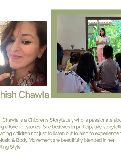 Introducing Kashish Chawla, another of our wonderful storytellers for the summer school. She believes in participative storytelling, blending music and body movement into her style.