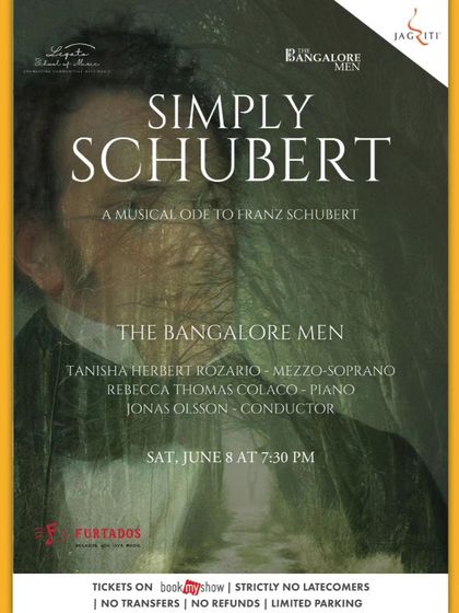 The poster for "Simply Schubert," a musical ode to the Western classical composer Franz Schubert, performed by The Bangalore Men choir.