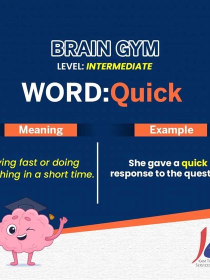 Here is another example for the intermediate word 'Quick'. Building a rich vocabulary empowers children to communicate their ideas confidently and accurately in any situation.