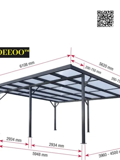 I also build highly functional structures like this prefabricated car parking shed. This technical drawing shows the precise dimensions and sturdy design I use to create a durable and reliable home for your vehicle.