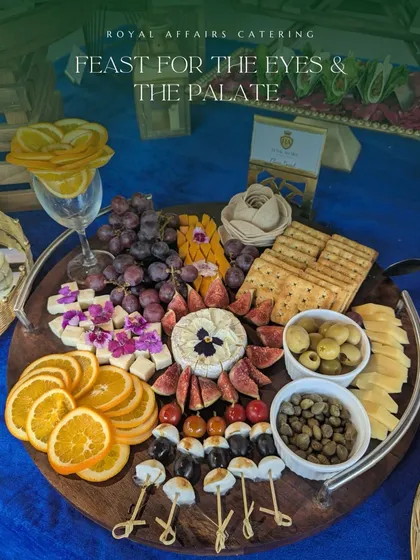 I believe food should be a feast for the eyes and the palate. This vibrant grazing platter features a curated selection of cheeses, figs, grapes, and assorted crackers, all artfully arranged to be the stunning centerpiece of your gathering.