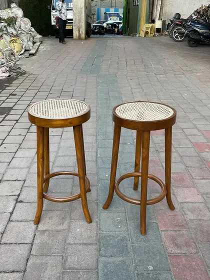 Another view of the elegant, French-inspired bar stools.