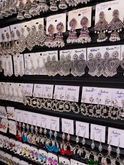 A look at the wall of earrings in my store. You can see a wide range of oxidized and black metal earrings, from jhumkas to chandbalis.
