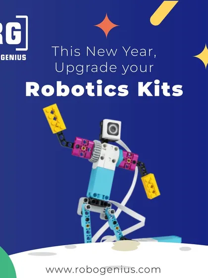 We equip our students with the latest robotics kits to turn their ideas into reality. This image shows a robot built with components similar to our LEGO Spike Prime kits, which we use to teach mechanical design, programming, and AI integration.