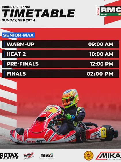 The race day timetable for the Senior Max class at the final round.