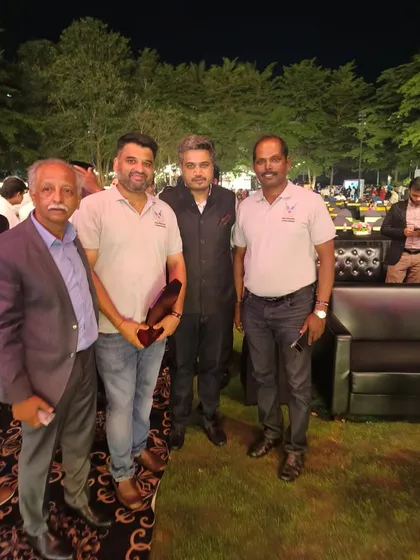 Our coaching staff with MCA President Shri Rohit Pawar after receiving the award for our champion women's team.